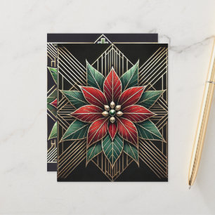 Retro Floral Art Deco Poinsettia Scrapbook Paper