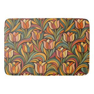 Retro Floral Art Nouveau Pattern Décor Bath Mat