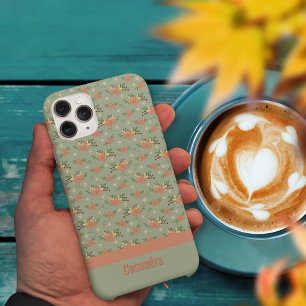 Retro floral Autumn green pattern custom  iPhone 15 Pro Case
