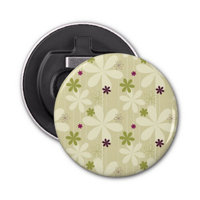 Retro Floral Background Bottle Opener (Front)