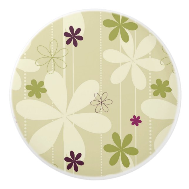 Retro Floral Background Ceramic Knob (Front)