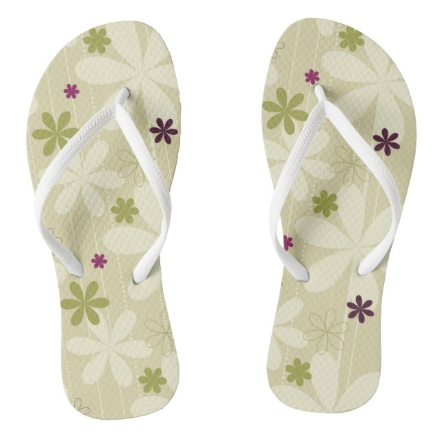 Retro Floral Background Flip Flops (Footbed)