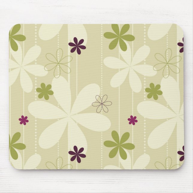 Retro Floral Background Mouse Mat (Front)