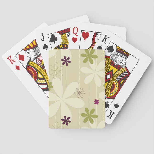 Retro Floral Background Playing Cards (Back)