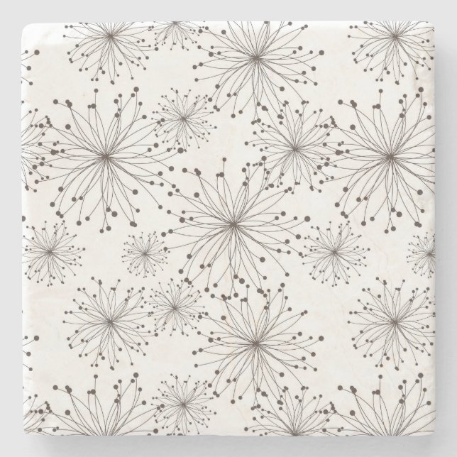 Retro floral background stone coaster (Front)