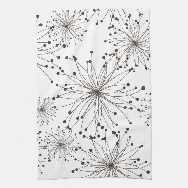 Retro floral background tea towel (Vertical)
