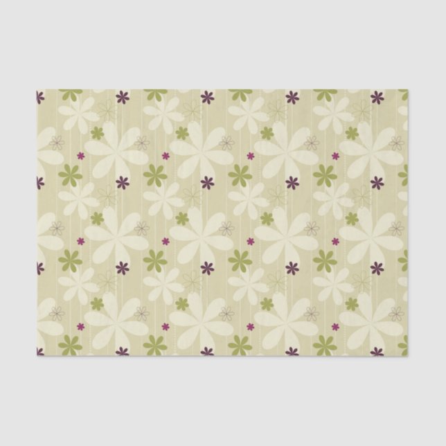 Retro Floral Background Tissue Paper (Front)
