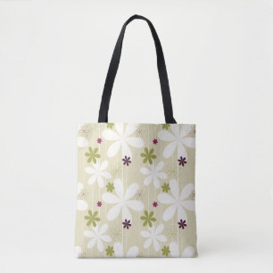 Retro Floral Background Tote Bag