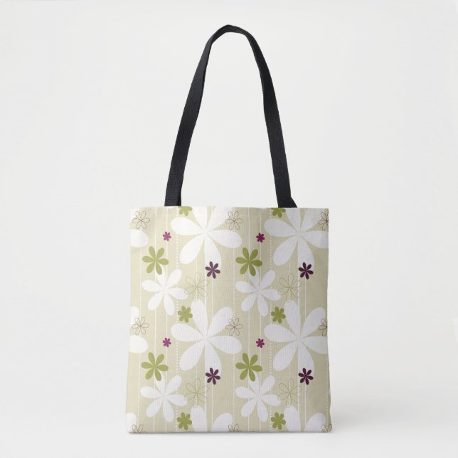 Retro Floral Background Tote Bag (Front)