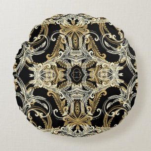 Retro floral background. Vintage illustration. Round Cushion