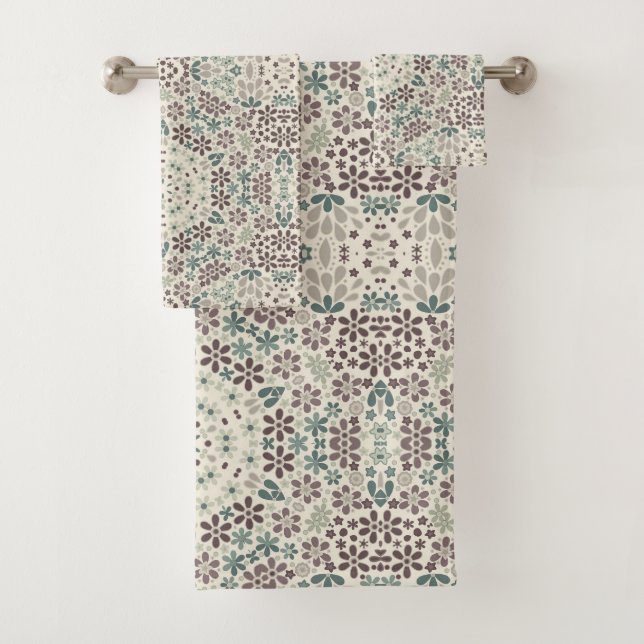 Retro, floral bath towel set (Insitu)