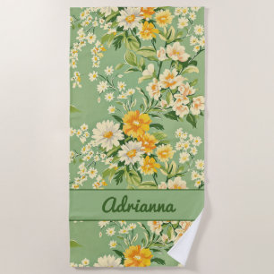 Retro Floral Beach Towel