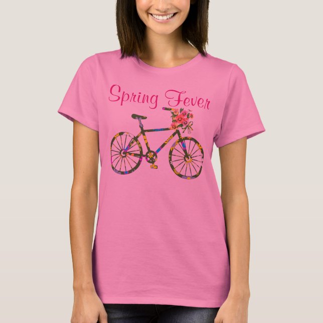 Retro Floral Bicycle Spring Fever T-Shirt (Front)