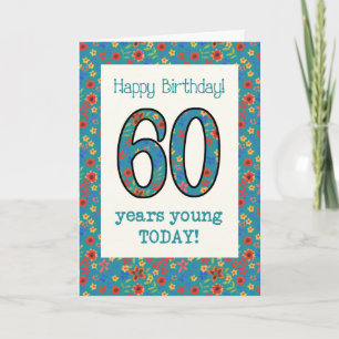 Retro Floral Birthday Card 60 Years Young