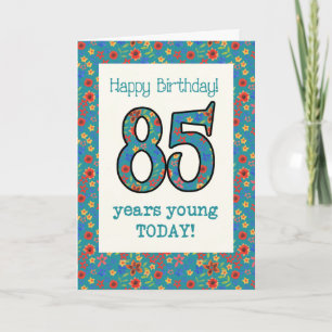 Retro Floral Birthday Card 85 Years Young