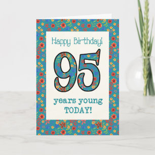 Retro Floral Birthday Card 95 Years Young