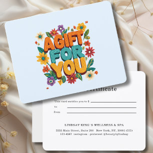 Retro Floral Blue Gift Certificate