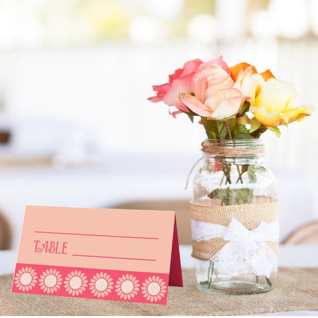 Retro Floral Boho Bright And Bold Wedding Place Card (Creator Uploaded)