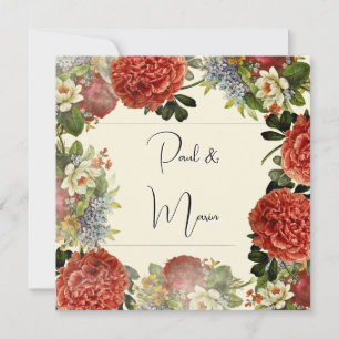 Retro Floral BOHO Wedding Invitation