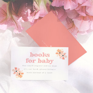 Retro Floral Book For Baby Girl Baby Shower Enclosure Card