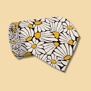 Retro floral botanical block print tie