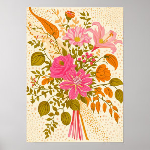 Retro Floral Bouquet Art Print
