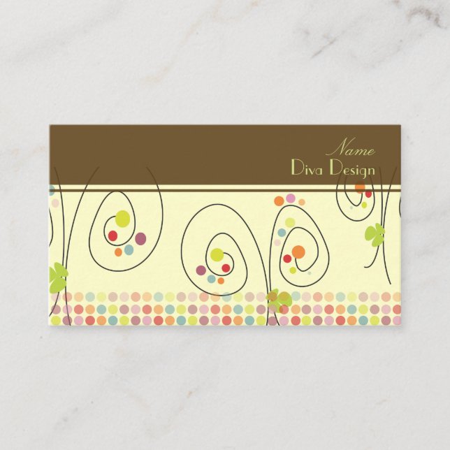 Retro floral bouquet/polka dots/DIY background Business Card (Front)