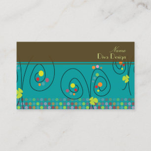 Retro floral bouquet with polka dots BusinessCard Business Card