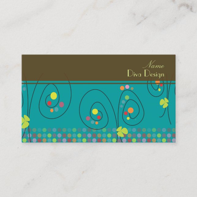 Retro floral bouquet with polka dots BusinessCard Business Card (Front)