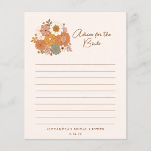 Retro Floral Bridal Shower Advice Card Boho Party