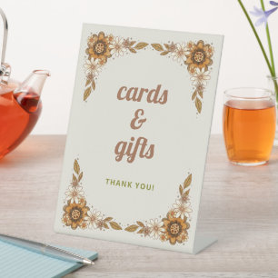 Retro Floral Bridal Shower Cards and Gifts Pedestal Sign