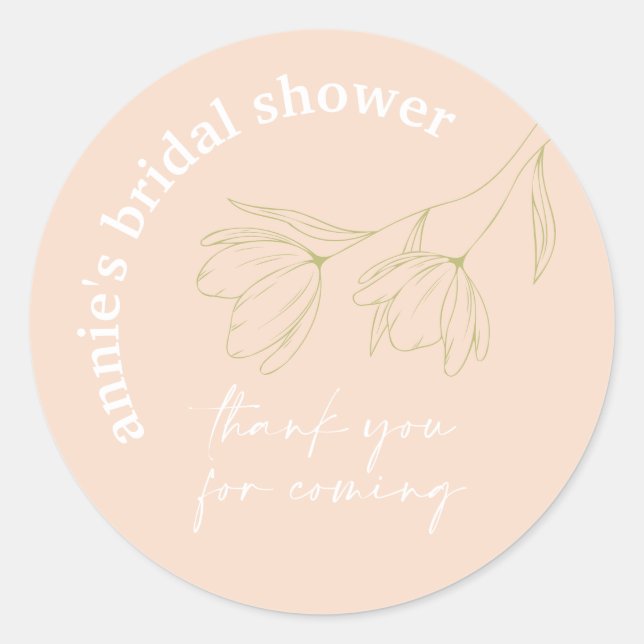 Retro Floral Bridal Shower Favour Seal Sticker A11 (Front)