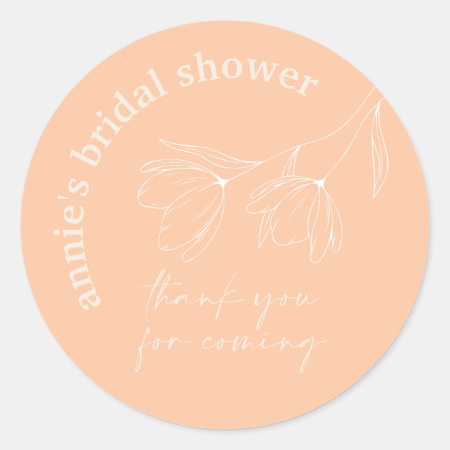 Retro Floral Bridal Shower Favour Seal Sticker A11 (Front)