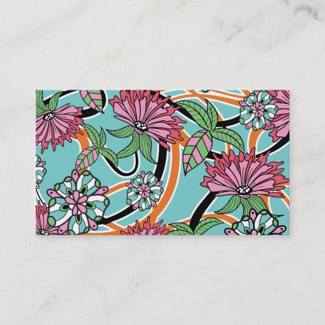Retro Floral Business Card (Front)
