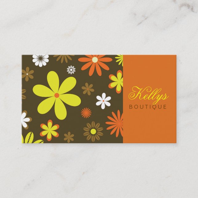 Retro Floral Business Card (Front)