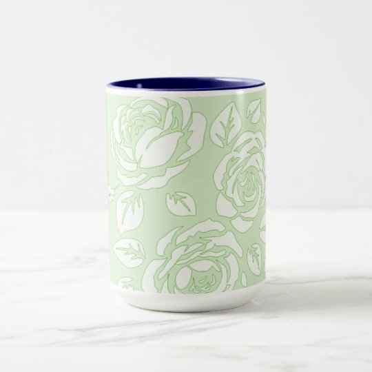 Retro-Floral(c) Pale Green_NAVY-Inside-Unisex Mug