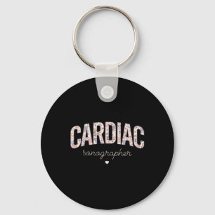 Retro Floral Cardiac Sonographer Cardiovascular So Key Ring