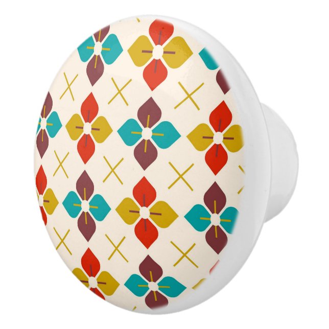 Retro Floral  Ceramic Knob (Right)