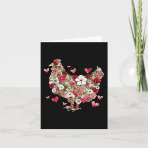 Retro Floral Chicken Valentines Day Chicken Lover Card