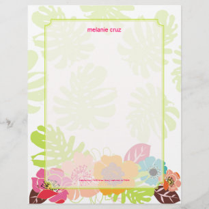 Retro Floral, choose your fav background colour Personalised Letterhead