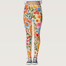 Retro Floral Colourful Maximalist Leggings