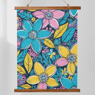 Retro Floral Colourful Nature Boho Hanging Tapestry