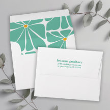 Retro Floral Colourful Turquoise Return Address