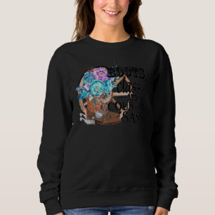 Retro Floral Cowgirl Boot Class Country Sass Peace Sweatshirt