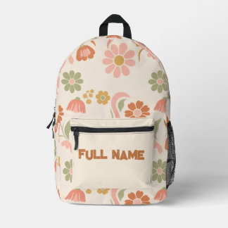 Retro Floral Daisy Boho Pattern Printed Backpack