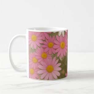 Retro Floral Daisy Pattern Aesthetic Design Coffee Mug