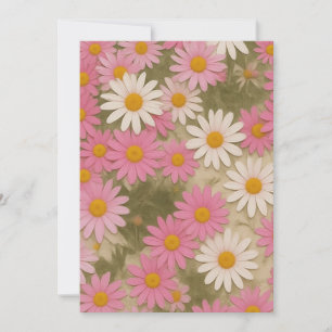 Retro Floral Daisy Pattern Aesthetic Design Save The Date