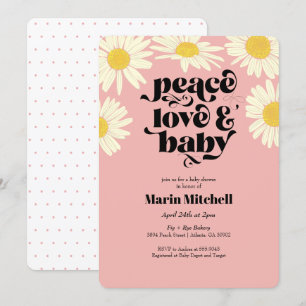 Retro Floral Daisy Pink Baby Shower Invitation