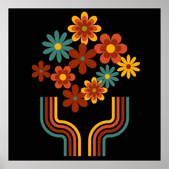 Retro floral design 24x24 in poster (Front)