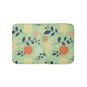 Retro Floral Design Bath Mat